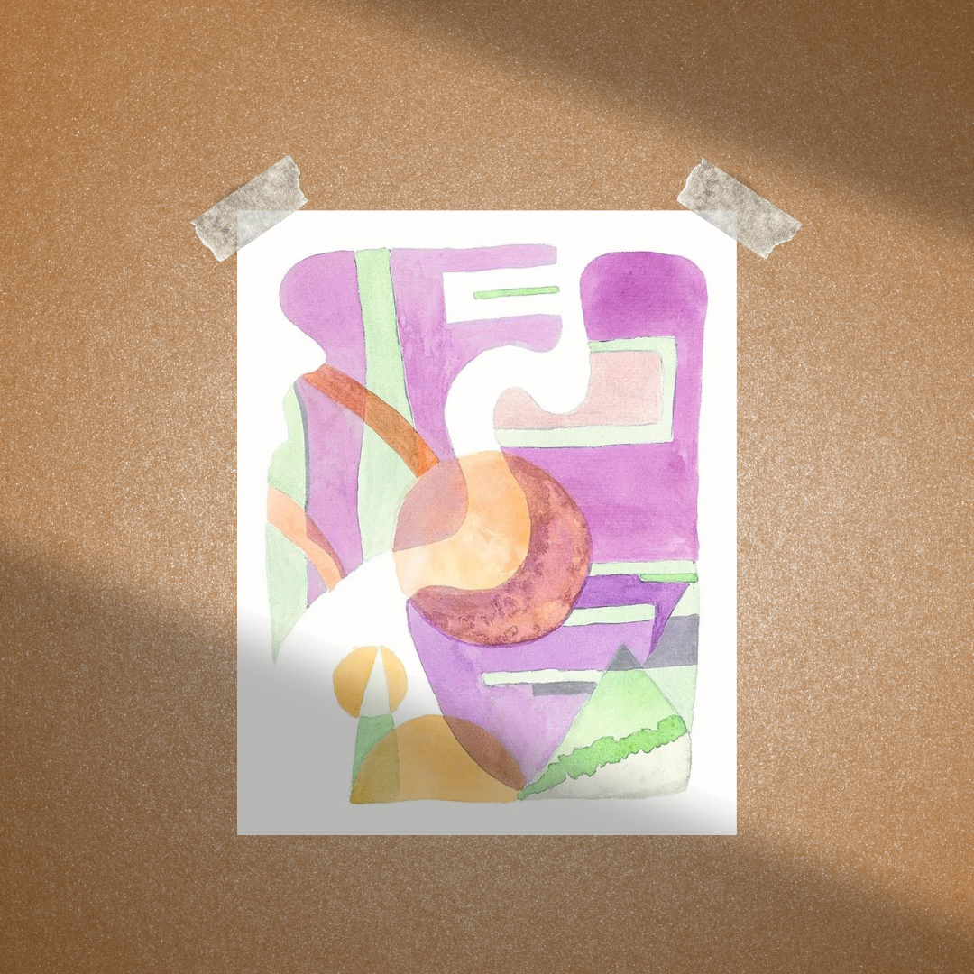 Print Aquarelle Purple moon